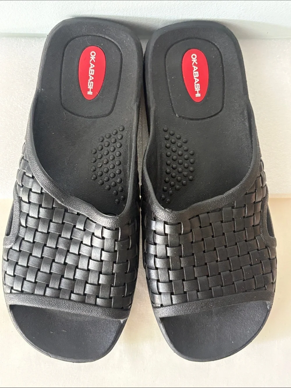 Okabashi Black Rubber Woven Slide Sandals for Men - Slip-On Comfort